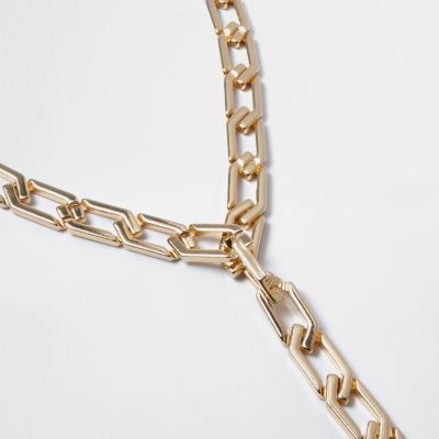 Gold tone chain drop necklace